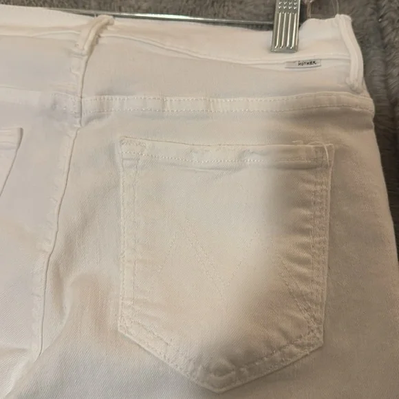 Mother White The Insider Crop Step Fray Jeans Size 28 - Picture 4 of 8